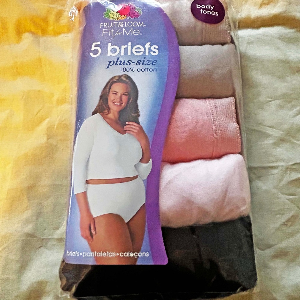 BRIEFS, 5 PACK, 100% COTTON, SIZE 12 (5X), BODY TONES (2 Nude, 1 Pink, 1 White,